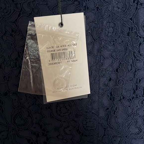 Bardot Solange Lace Navy Cocktail Evening Dress US 4/XS - Picture 6 of 10